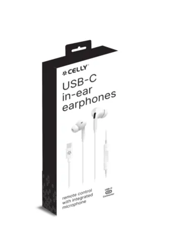 Celly UP1200TYPECWH auricular y casco Auriculares Alámbrico Dentro de oído Llamadas Música USB Tipo C Blanco
