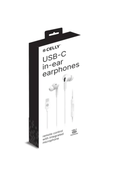 Celly UP1200TYPECWH auricular y casco Auriculares Alámbrico Dentro de oído Llamadas Música USB Tipo C Blanco