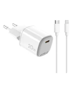 Celly UPTC1USBC20WCTL cargador de dispositivo móvil Cámara digital, Micrófono, Smartphone, Reloj inteligente, Tableta, Teléfono