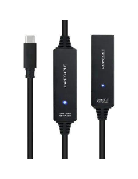 Nanocable 10.01.1312 cable USB USB 3.2 Gen 1 (3.1 Gen 1) 10 m USB C Negro