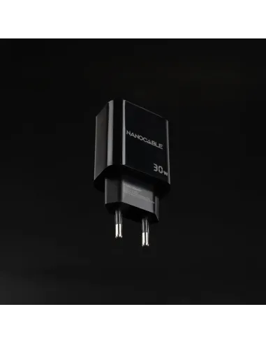 Nanocable Cargador USB-C PD + USB-A QC 30W, Negro