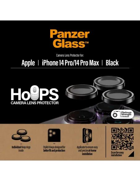 PanzerGlass ® Hoops® Black Camera Lens Protector iPhone 14 Pro | 14 Pro Max Protector de pantalla Apple 1 pieza(s)