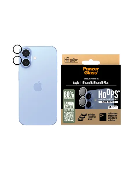PanzerGlass ® Hoops® Transparent Camera Lens Protector iPhone 16 | 16 Plus Protector de pantalla Apple 1 pieza(s)