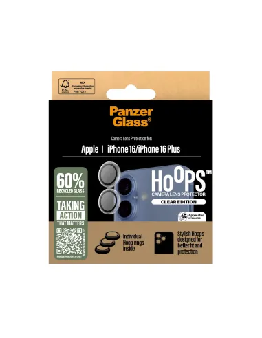 PanzerGlass ® Hoops® Transparent Camera Lens Protector iPhone 16 | 16 Plus Protector de pantalla Apple 1 pieza(s)