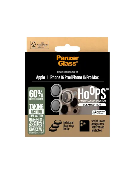 PanzerGlass ® Hoops® Transparent Camera Lens Protector iPhone 16 Pro | 16 Pro Max Protector de pantalla Apple 1 pieza(s)