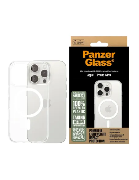 PanzerGlass ® HardCase Transparent w. White MagSafe iPhone 16 Pro funda para teléfono móvil Transparente