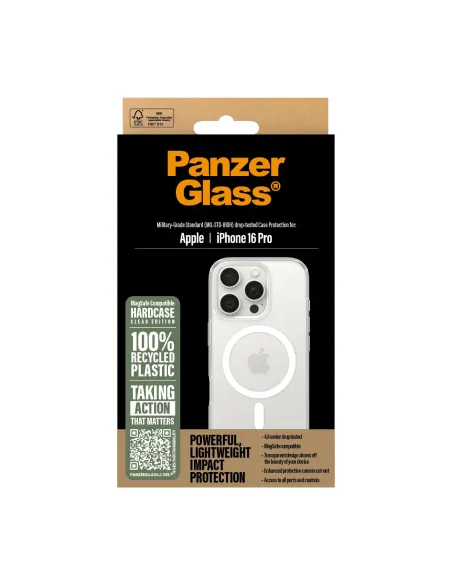 PanzerGlass ® HardCase Transparent w. White MagSafe iPhone 16 Pro funda para teléfono móvil Transparente