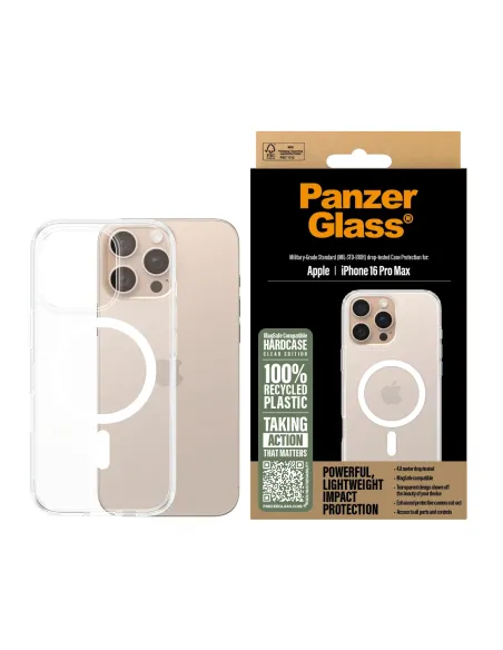 PanzerGlass ® HardCase Transparent w. White MagSafe iPhone 16 Pro Max funda para teléfono móvil Transparente