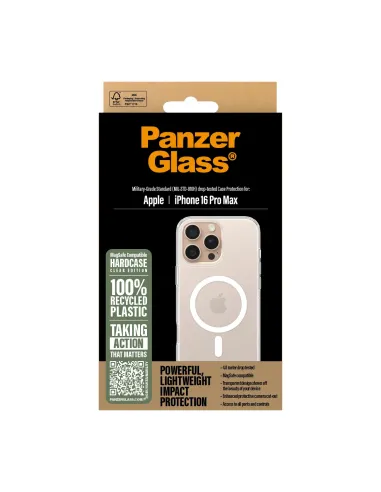 PanzerGlass ® HardCase Transparent w. White MagSafe iPhone 16 Pro Max funda para teléfono móvil Transparente