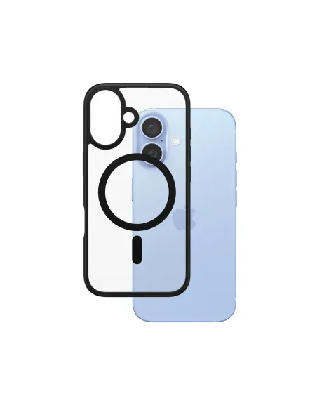 PanzerGlass ® HardCase Transparent w. Black MagSafe & Frame iPhone 16 funda para teléfono móvil Transparente