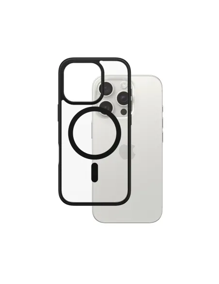 PanzerGlass ® HardCase Transparent w. Black MagSafe & Frame iPhone 16 Pro funda para teléfono móvil Transparente