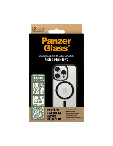 PanzerGlass ® HardCase Transparent w. Black MagSafe & Frame iPhone 16 Pro funda para teléfono móvil Transparente