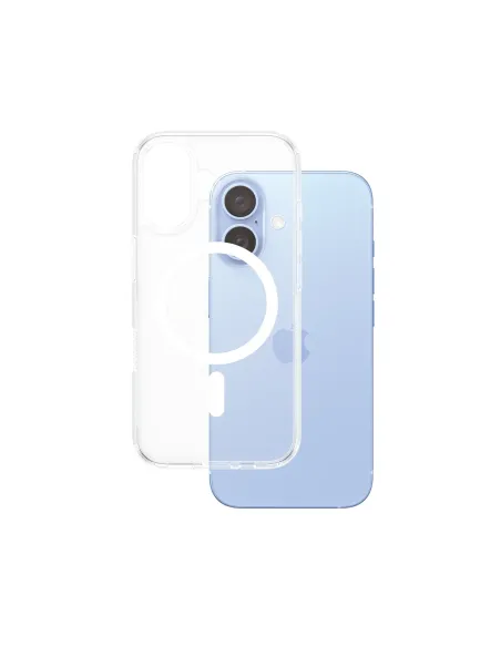 PanzerGlass ® HardCase Transparent w. White MagSafe iPhone 16 funda para teléfono móvil Transparente