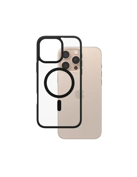 PanzerGlass ® HardCase Transparent w. Black MagSafe & Frame iPhone 16 Pro Max funda para teléfono móvil Transparente