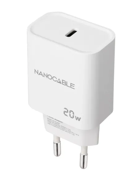 Nanocable Cargador USB-C PD 20W, Blanco