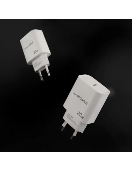 Nanocable Cargador USB-C PD 20W, Blanco