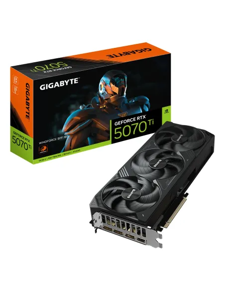 GIGABYTE GeForce RTX 5070 Ti WINDFORCE SFF 16G Tarjeta Gráfica - 16GB GDDR7, 256bit, PCI-E 5.0, 2452 MHz Frecuencia del núcleo,