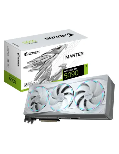 GIGABYTE AORUS GeForce RTX 5090 MASTER ICE 32G Tarjeta Gráfica - 32GB GDDR7, 512 bits, PCI-E 5.0, 2655MHz Frecuencia Base, 3 x