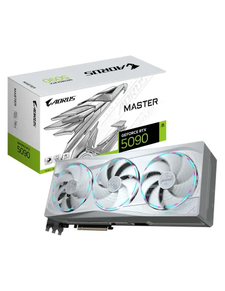 GIGABYTE AORUS GeForce RTX 5090 MASTER ICE 32G Tarjeta Gráfica - 32GB GDDR7, 512 bits, PCI-E 5.0, 2655MHz Frecuencia Base, 3 x