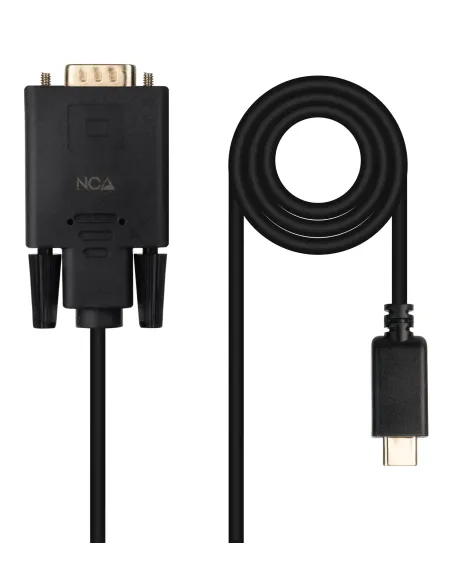 Nanocable Cable Conversor USB-C M a VGA M, 1.8 m, Negro