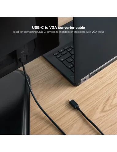 Nanocable Cable Conversor USB-C M a VGA M, 1.8 m, Negro
