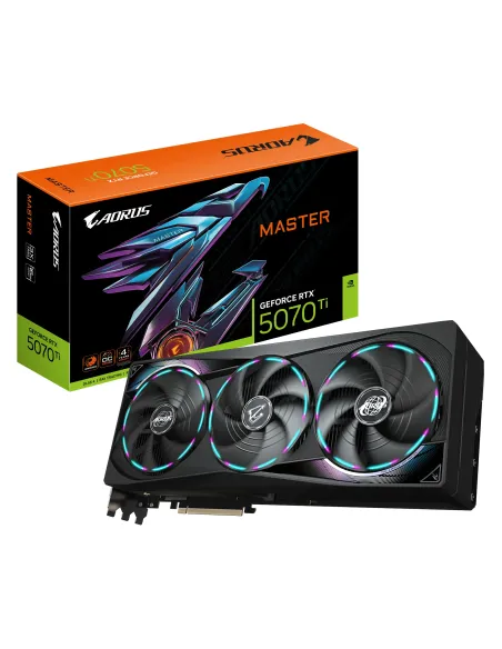 GIGABYTE AORUS GeForce RTX 5070 Ti MASTER 16G Tarjeta Gráfica - 16GB GDDR7, 256 bits, PCI-E 5.0, 2670 MHz Core Clock, 3 x DP