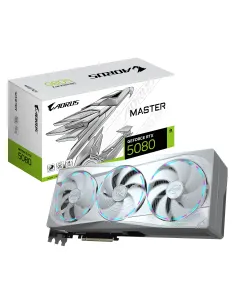 GIGABYTE AORUS GeForce RTX 5080 MASTER ICE 16G Tarjeta Gráfica - 16GB GDDR7, 256 bits, PCI-E 5.0, 2805MHz Core Clock, 3 x DP