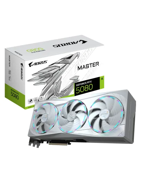 GIGABYTE AORUS GeForce RTX 5080 MASTER ICE 16G Tarjeta Gráfica - 16GB GDDR7, 256 bits, PCI-E 5.0, 2805MHz Core Clock, 3 x DP