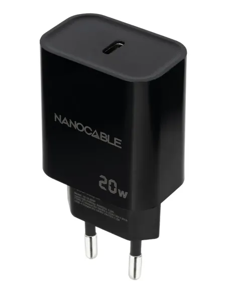 Nanocable Cargador USB-C PD 20W, Negro