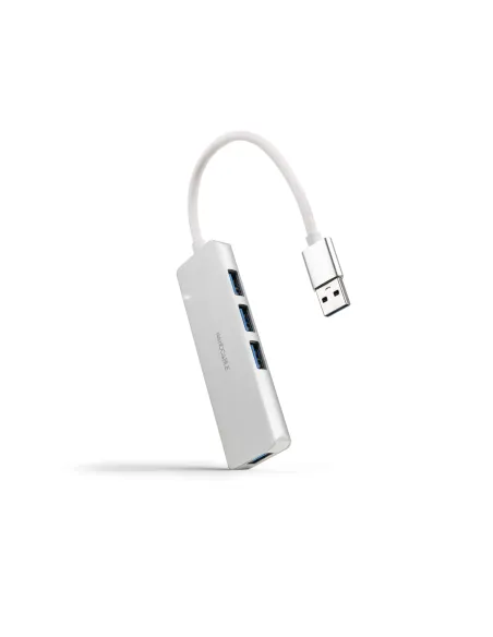 Nanocable Hub USB-A 3.0. a 4xUSB3.0, USB-A M-USB 3.0 H, Aluminio, Color Plata, 18 cm Nanocable Hub USB-A 3.0. a 4xUSB3.0, USB-A M-USB 3.0 H, Aluminio, Color Plata, 18 cm