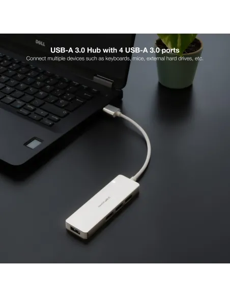 Nanocable Hub USB-A 3.0. a 4xUSB3.0, USB-A M-USB 3.0 H, Aluminio, Color Plata, 18 cm Nanocable Hub USB-A 3.0. a 4xUSB3.0, USB-A M-USB 3.0 H, Aluminio, Color Plata, 18 cm