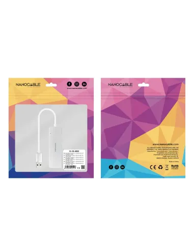 Nanocable Hub USB-A 3.0. a 4xUSB3.0, USB-A M-USB 3.0 H, Aluminio, Color Plata, 18 cm