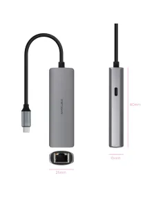 Nanocable Adaptador USB-C 3.1 a RJ45, con PD 100W, USB-C M, Aluminio, Color Gris, 18 cm 2