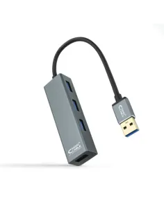 Nanocable USB 3.0 4xUSB3.0. USB-A/M-USB 3.0/H, Gris, 10 cm