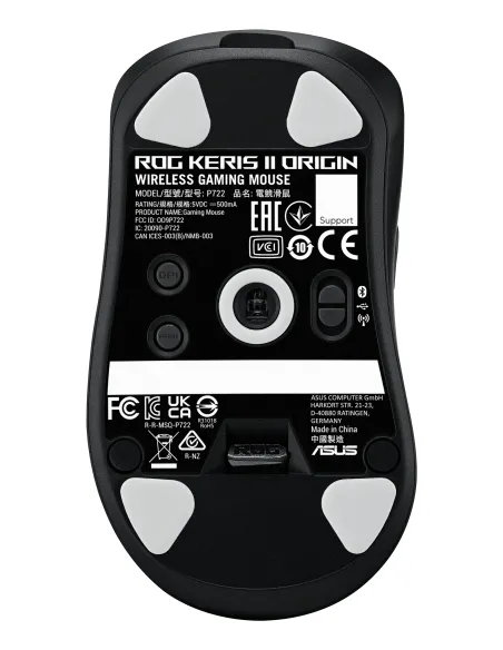 ASUS ROG Keris II Origin BLK ratón Juego mano derecha RF Wireless + Bluetooth + USB Type-A Óptico 42000 DPI
