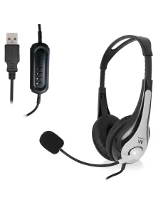 Ewent EW3565 auricular y casco Auriculares Alámbrico Diadema Llamadas Música USB tipo A Negro, Blanco 2