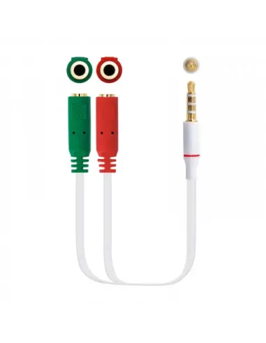 Nanocable Cable adaptador Audio Jack 3.5/M 4pines - 2xJack 3.5/H 3pines, blanco, 20 cm