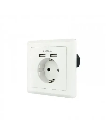 Nanocable Base de enchufe de pared tipo schuko con 2 tomas USB Max. 2.4A, blanca