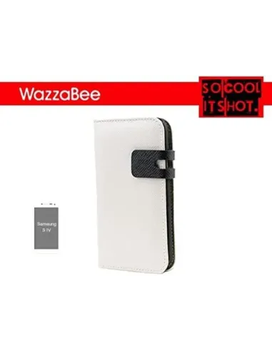 FUNDA WAZZABEE PARA SAMSUNG S IV POLIPIEL, MARCO INT. PLASTICO,CIERRE MAGNETICO,BLANCO (WB-S4-WP-WH)