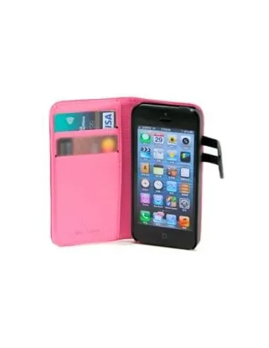 FUNDA WAZZABEE PARA IPHONE 5 POLIPIEL, MARCO INTERIOR PLASTICO, CIERRE MAGNETICO, ROSA (WB-M30WP-PK)