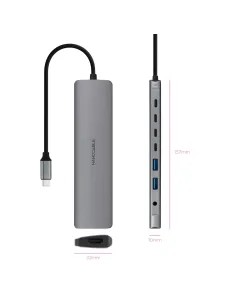 Nanocable Hub USB-C 8 en 1, Conversor USB-C 3.1 a 2xUSB-A 3.0 + 3xUSB-C 3.0 + USB-C PD + HDMI 4K@60Hz + Audio Jack 3.5, 2