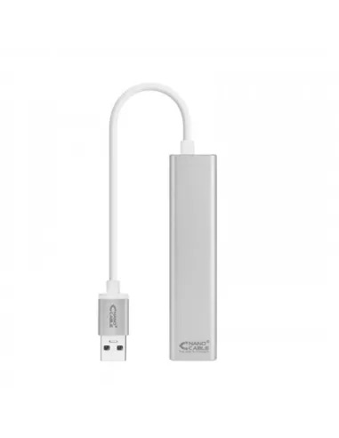 Nanocable Conversor USB 3.0 a Ethernet Gigabit + 3xUSB 3.0, Plata, 15 cm