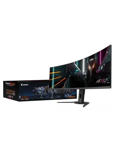GIGABYTE Monitor de juegos curvo CO49DQ OLED - 5120x1440 (DQHD), 1800R, 144Hz, 0.03ms, KVM, FreeSync Premium Pro, HDMI 2.1