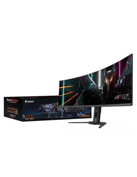 GIGABYTE Monitor de juegos curvo CO49DQ OLED - 5120x1440 (DQHD), 1800R, 144Hz, 0.03ms, KVM, FreeSync Premium Pro, HDMI 2.1