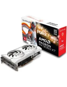 VGA SAPPHIRE PURE RX 9060 XT GAMING OC,AMD,RX9060XT,16GB,GDDR6,128BIT,2HDMI+2DP,ARGB,COLOR BLANCO (3 VENTILADORES)