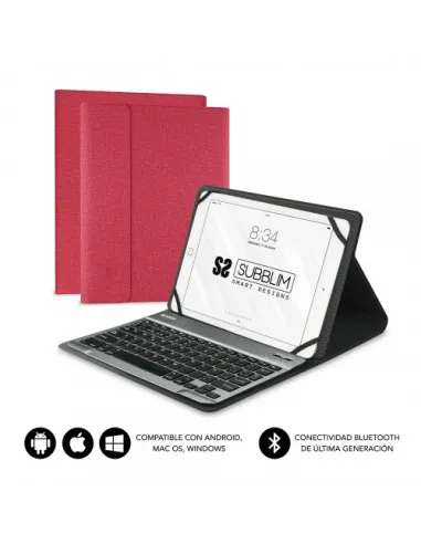 SUBBLIM Funda con Teclado KEYTAB PRO BLUETOOTH 10,1" Red