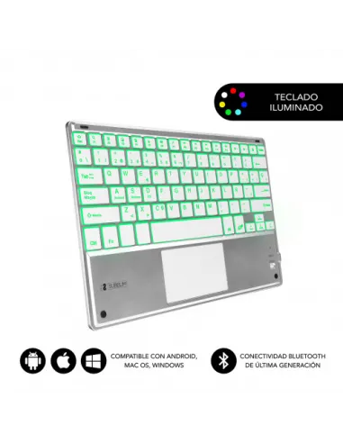 SUBBLIM Teclado Bluetooth Smart Backlit BT Keyboard Touchpad Silver