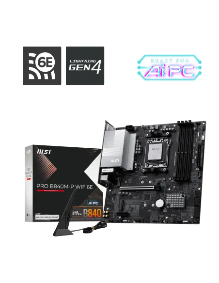 MSI PRO B840M-P WIFI6E placa base AMD B840 Zócalo AM5 micro ATX