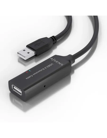 AISENS Cable USB 2.0 Prolongador con Amplificador, Tipo A M-A H, Negro, 5.0m