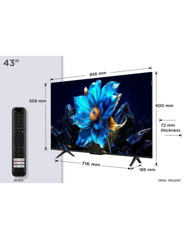 TCL P7K 43P7K Televisor 109,2 cm (43") 4K Ultra HD Smart TV Wifi Metálico 430 cd   m²